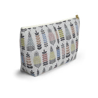 Stamped Leaves Accessory Pouch w T-bottom in Black